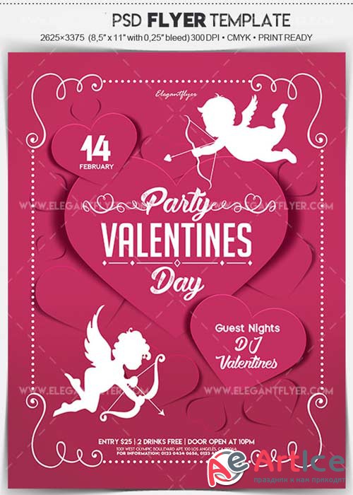 Valentines Day Party V12 Flyer PSD Template + Facebook Cover
