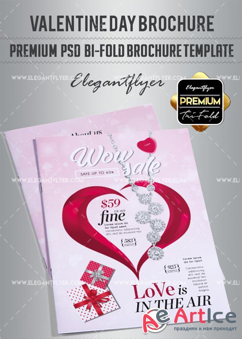 Valentines Day V18 Premium Bi-Fold PSD Brochure Template