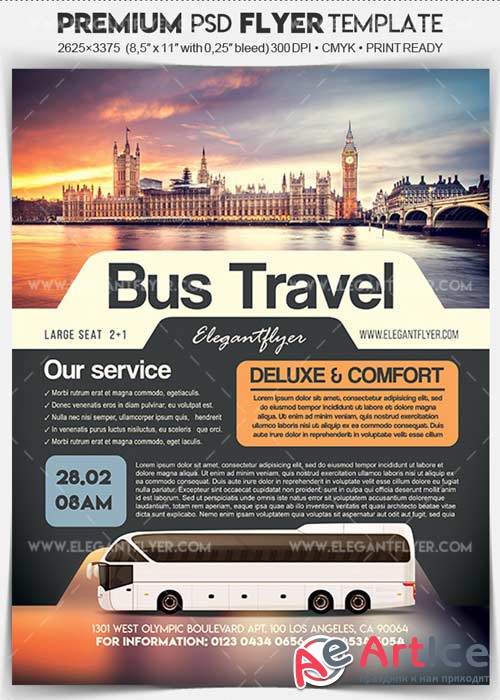 Bus Travel V1 2018 Flyer PSD Template + Facebook Cover