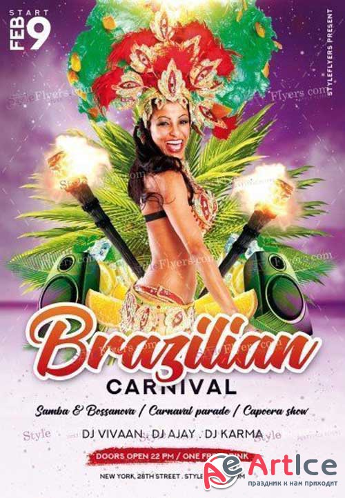 Brazilian Carnival V16 2018 PSD Flyer Template