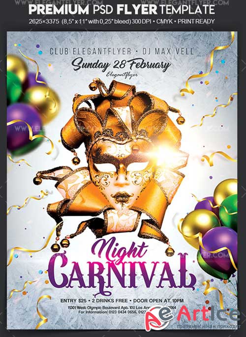 Carnival Night V11 2018 Flyer PSD Template + Facebook Cover