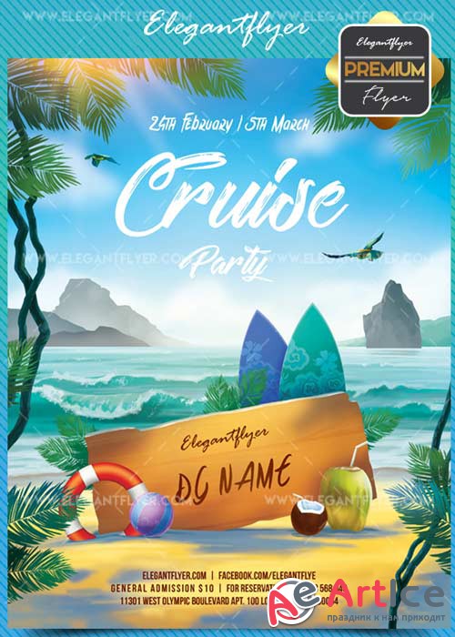Cruise V1 2018 Flyer PSD Template + Facebook Cover