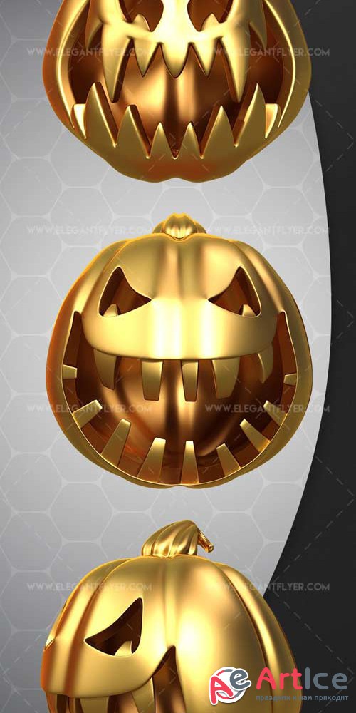 Gold Pumpkin V2 2018 3d Render Templates