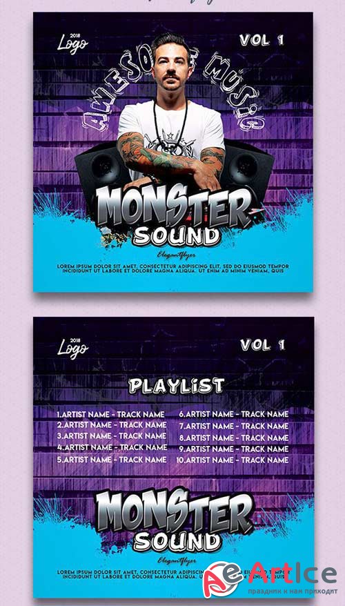 Monster Sound V1 2018 Premium CD Cover PSD Template