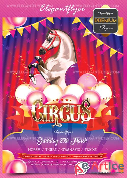 Circus V1 2018 Flyer PSD Template + Facebook Cover