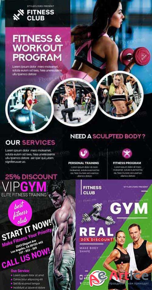 GYM V1 3in1 2018 PSD Flyer Template