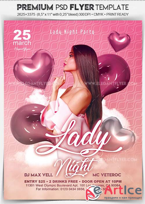 Lady Night V5 2018 Flyer PSD Template + Facebook Cover