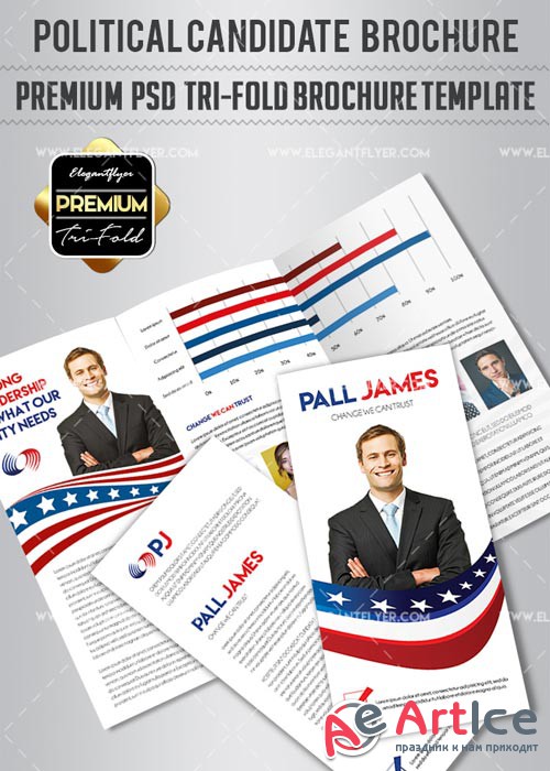 Political Candidate V1 2018 Premium Tri-Fold PSD Brochure Template