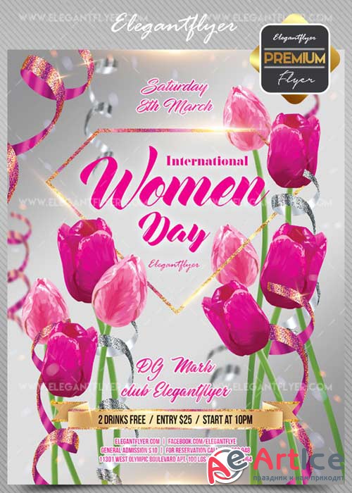International Women Day V05 2018 Flyer PSD Template + Facebook Cover