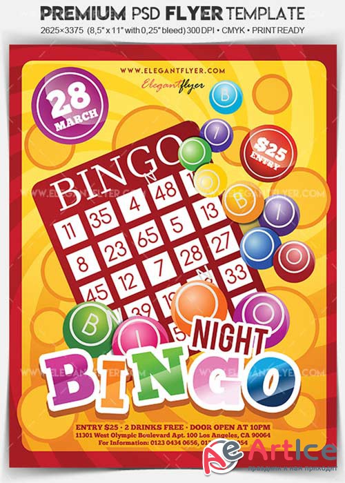 Bingo Night V5 2018 Flyer PSD Template + Facebook Cover