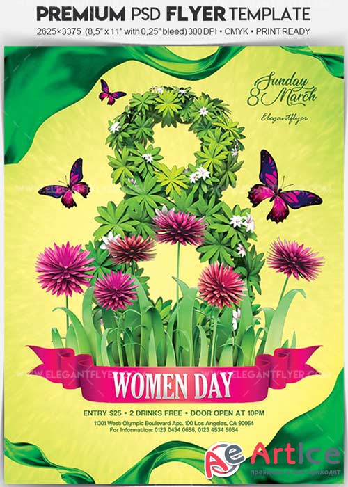 International Women Day V06 2018 Flyer PSD Template + Facebook Cover