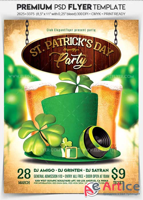 St. Patricks Day Party V16 Flyer PSD Template + Facebook Cover