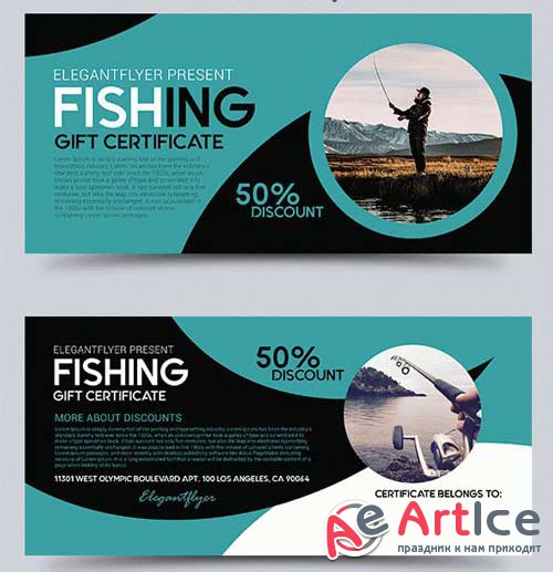 Fishing V1 2018 Gift Certificate PSD Template