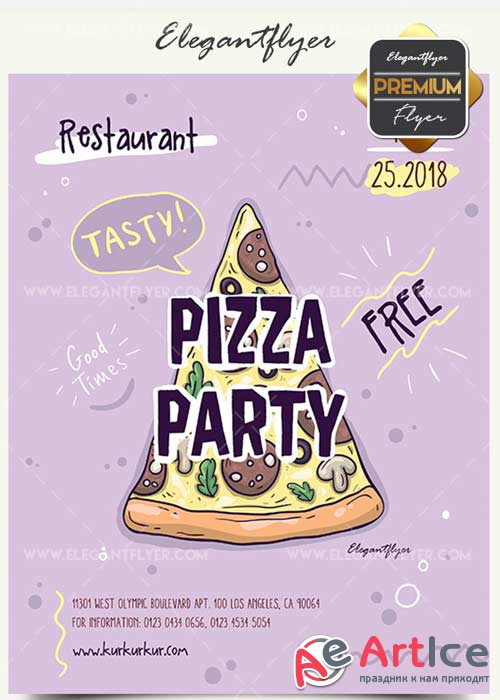 Pizza Party 2018 Flyer PSD V1 Template + Facebook Cover