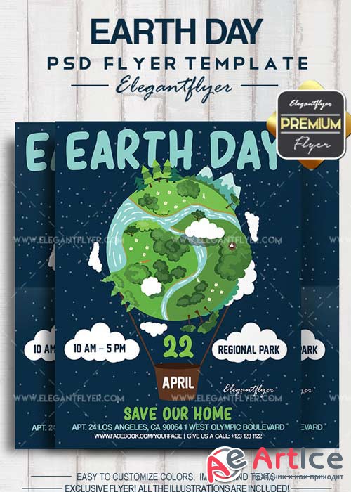 Earth Day V1 2018 Flyer PSD Template + Facebook Cover