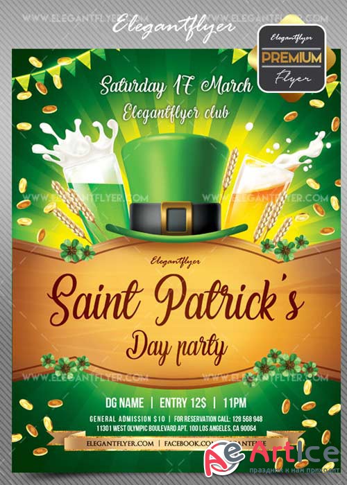 St. Patrick Day party V20 2018 Flyer PSD Template + Facebook Cover
