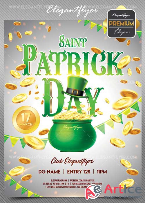 St. Patrick Day V19 2018 Flyer PSD Template + Facebook Cover