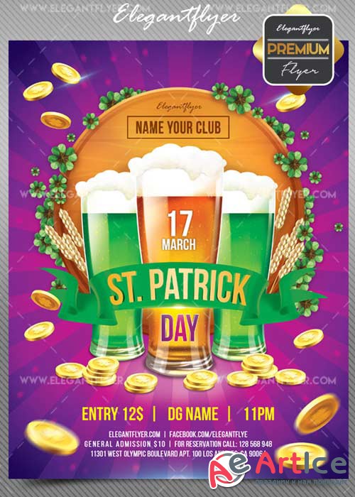 St. Patrick Day V17 2018 Flyer PSD Template + Facebook Cover