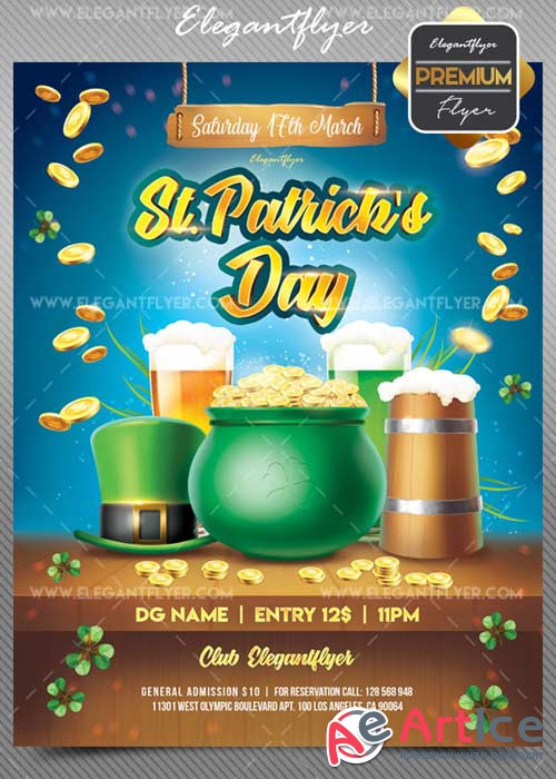 St. Patrick Day V18 2018 Flyer PSD Template + Facebook Cover