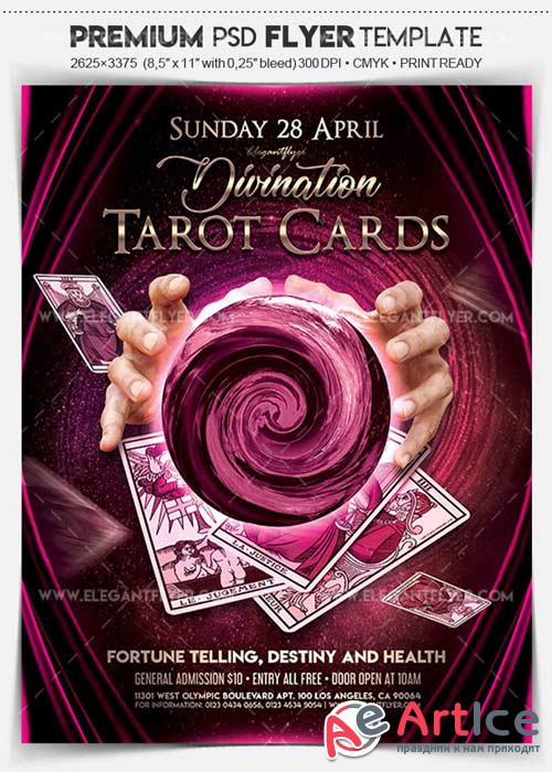 Tarot Cards V1 2018 Flyer PSD Template + Facebook Cover