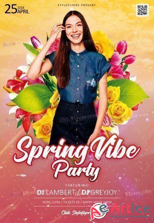 Spring Vibe Party V1 2018 PSD Flyer Template