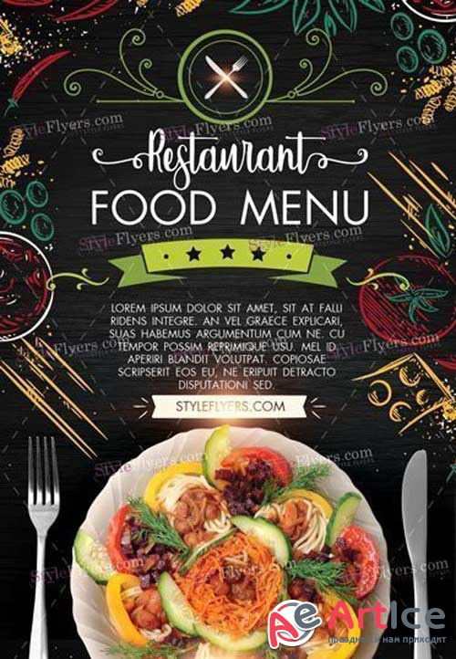 Restaurant Food Menu V3 2018 PSD Flyer Template