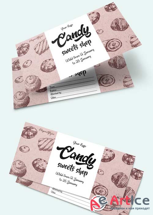 Candy V1 2018 Premium Gift Certificate PSD Template