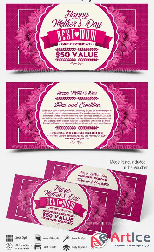 Mothers Day Premium Gift Certificate PSD Template