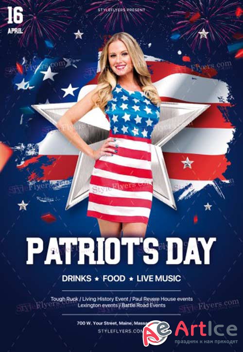 Patriots Day V2 2018 Flyer Template