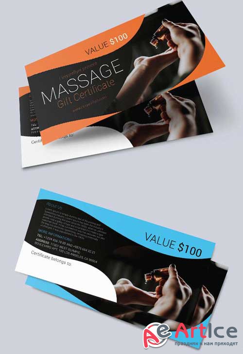 Massage V5 2018 Gift Certificate PSD Template
