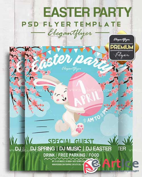 Easter Party V15 2018 Flyer PSD Template + Facebook Cover