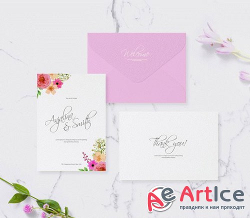 Invitation Card Mockup For Wedding & Greetings