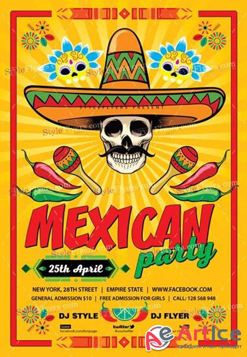 Mexican Party V7 2018 PSD Flyer Template