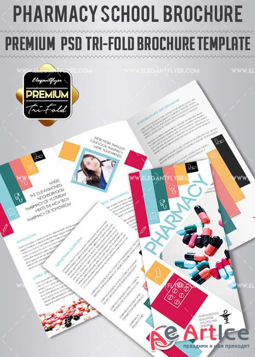 Pharmacy School V1 2018 Premium Tri-Fold PSD Brochure Template