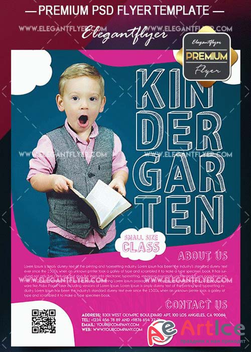 Kindergarten V1 2018 Flyer PSD Template + Facebook Cover