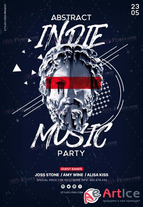 Abstract Indie Music Party V1 PSD Flyer Template