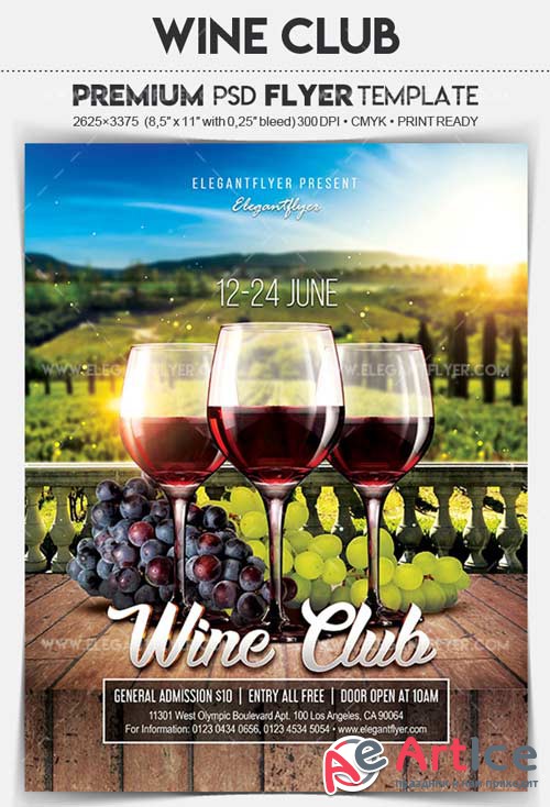 Wine Club V1 2018 Flyer PSD Template