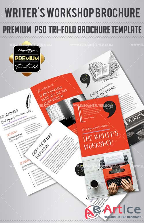 Writers Workshop V1 2018 Premium Tri-Fold PSD Brochure Template