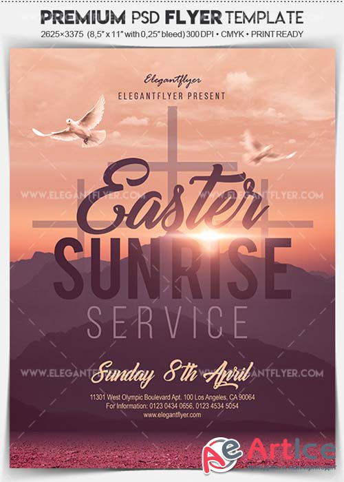 Easter Sun Rise Service V2 2018 Flyer PSD Template + Facebook Cover