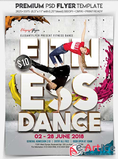 Fitness Dance V1 2018 Flyer PSD Template + Facebook Cover