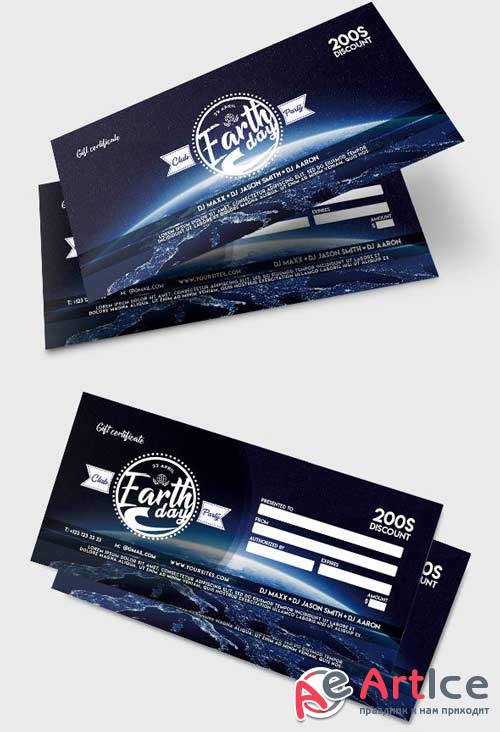 Earth Day V1 2018 Premium Gift Certificate PSD Template