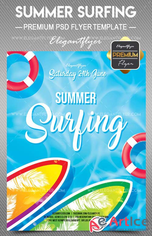 Summer Surfing V1 2018 Flyer PSD Template