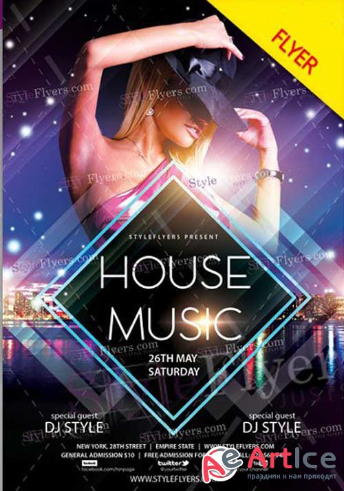 House Music V3 2018 Flyer PSD