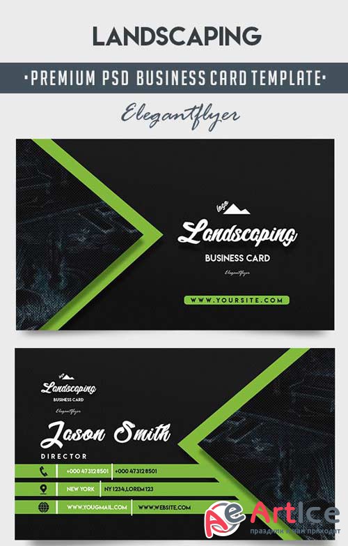Landscaping V1 2018 Business Card Templates PSD