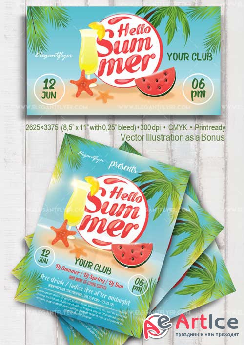 Hello Summer V1 2018 Flyer PSD Template