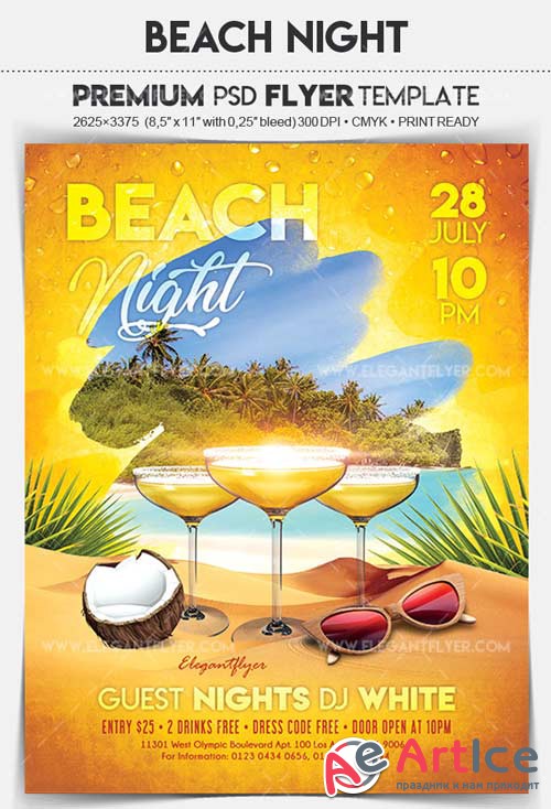 Beach Night V9 2018 Flyer PSD Template