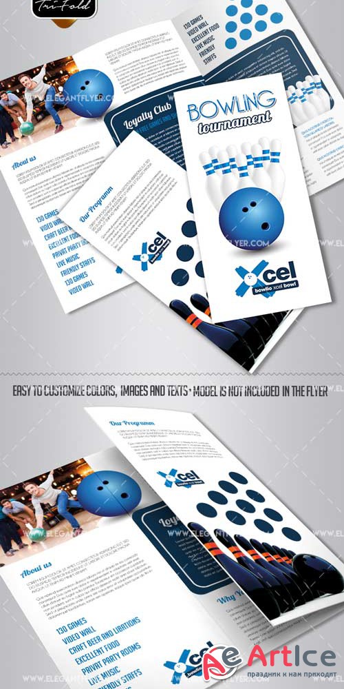Bowling V2 2018 Tri-Fold Brochure PSD Template
