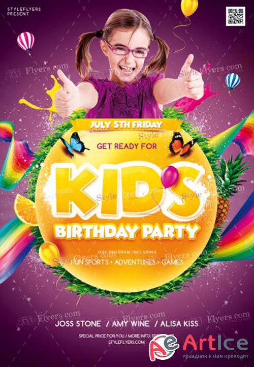 Kids Birthday Party V1 2018 PSD Flyer Template