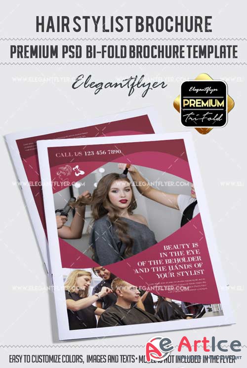 Hair Stylist V1 2018 Bi-Fold Brochure PSD Template