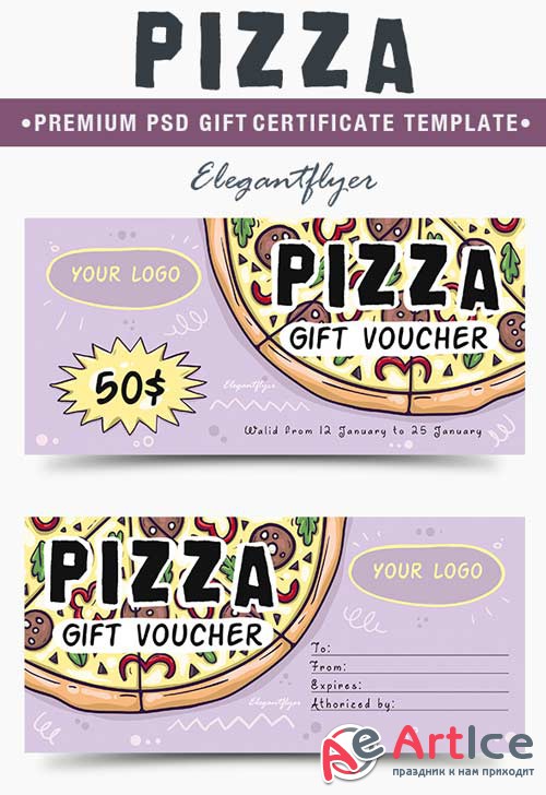 Pizza V2 2018 Premium Gift Certificate PSD Template